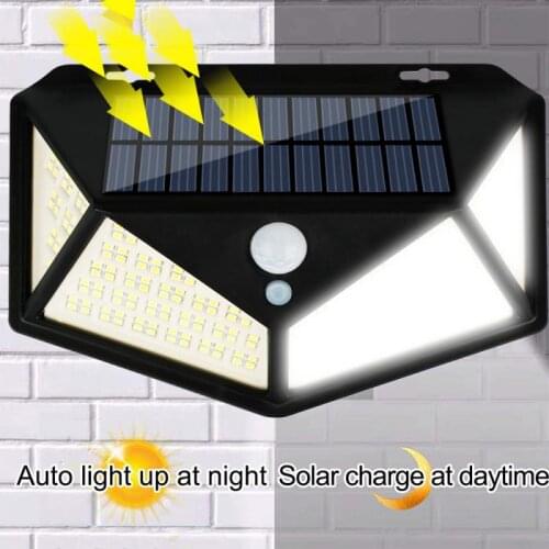 208 LED Four-sided Illumination Waterproof Solar Wall Lamp Human Induction Light 3 Lighting Mode For Outdoors Courtyard Garden