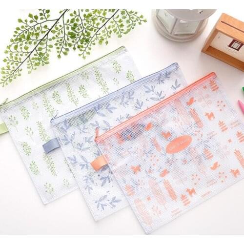 1PC Waterproof Foldable Grid Kawaii A4 File Folder Desk Document Paper Organizer Storage Bag Office School Stationery