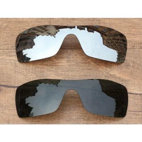 Vonxyz 2 Pieces Chrome Mirror & Grey Green Polarized Replacement Lenses for-Oakley Batwolf Frame