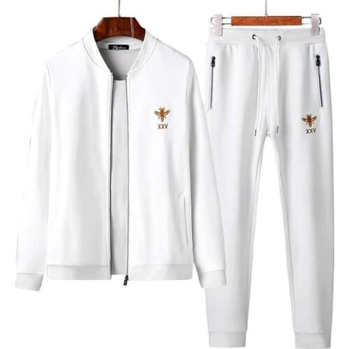 High-quality Mens Sets Autumn and Winter Casual Sports Long-sleeved Trousers Embroidered Bee Sweater Two-piece Tracksuit