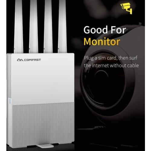 COMFAST E3 4G LTE 2.4GHz WiFi Router 4 Antennas SIM Card WAN LAN Wireless Coverage Network Extender US Plug