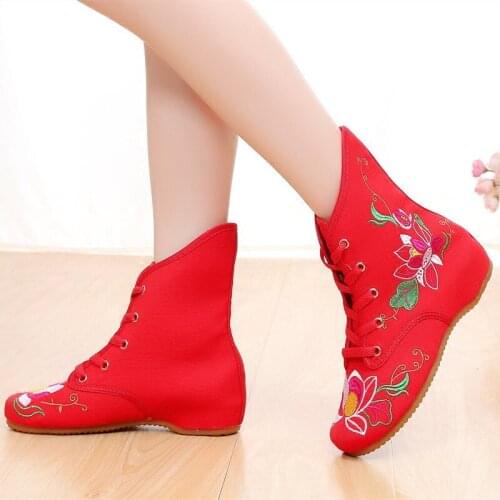 National Wind Autumn Winter Boots Women Flower Embroider Ankle Boots Woman Short Plush Shoes Fashion Snow Boots Bota Feminina