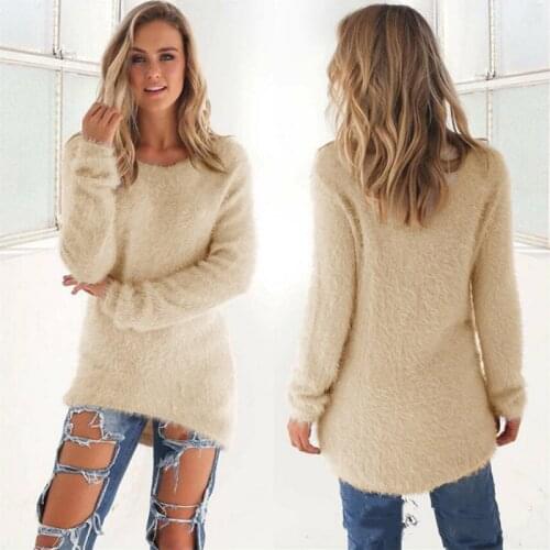 GAOKE Plus Size Knitted Sweaters Women O Neck Pullovers Casual Loose Long Sweater Winter Fashion Clothes Pull Femme Hiver
