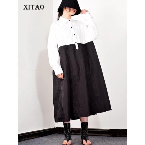 XITAO Plus Size Patchwork Dress Women Fashion New Women Clothes 2020 Spring Elegant Full Sleeve Minority Casual Dresses XJ3591