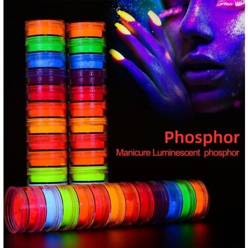 12color Neon Pigment Powder Fluorescent Nail Shinny Glitter Ombre Chrome Dust DIY Polish Manicure For Nails Design