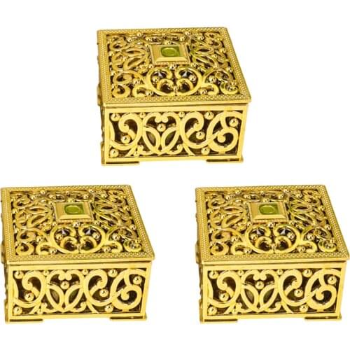 24PCS Hollow Out Flower Pattern Gift Boxes Square Mini Candy Boxes Packaging Case Party Favors (Golden)
