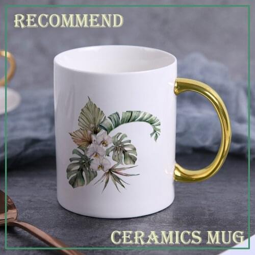 400ml Coffee Mug Retro flowers Mug Cartoon Ceramic Water Cup Milk Coffee Tea Cup friends mug Children Boys Girl Gift KTZW-046