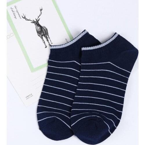 5 Pairs Men Women Stripe Pattern Casual Sport Soft Cotton Ankle Invisible Socks Men Patchwork Short Socks