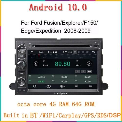 4GB RAM Android 10.0 Car DVD Player for Ford F150 F350 F450 F550 F250 Fusion Expedition Mustang Explorer Edge with BT Wifi