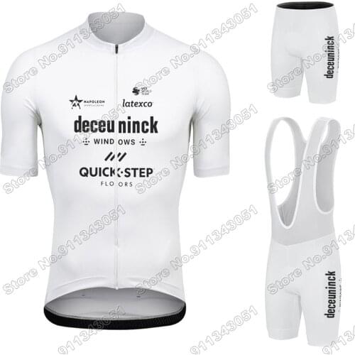 White Quick Step Team 2021 Cycling Jersey Set Men Cycling Clothing Race Road Bike Shirt Bicycle Tops Bib Shorts Maillot Cyclisme