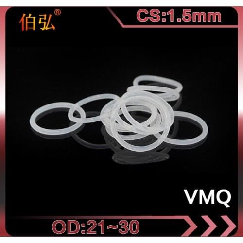 White Silicon O-Ring 5PCS/lot Silicone/VMQ CS1.5mm OD21/22/23/24/25/26/27/28/29/30mm O Ring Seal Rubber Gasket Rings Washer