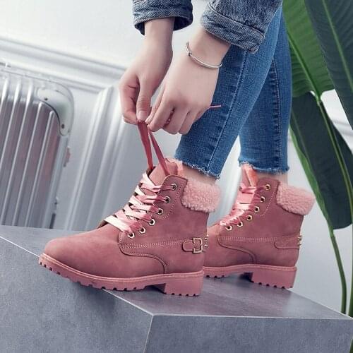 BIMUDUIYU Winter Boots Women Super Warm Fur Plush Snow Boots Platform Pink Casual Ankle Boots Winter Shoes Female Big Size 36-43