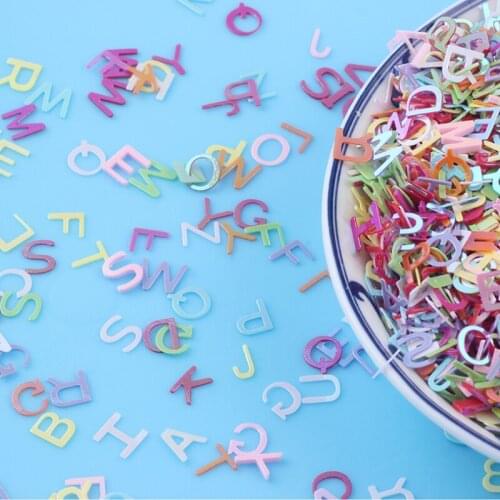 50g/Bag 6mm English Letter Shaped Glitter Sequins For Nails English Alphabet Nail Art Supplies Manicure Nail Stickers Charms
