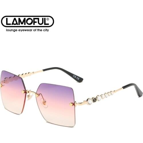 LAMOFUR Brand New Luxury Diamond Fashion Ladies Sunglasses 2021 Designer Sun Glasses for Women 50520