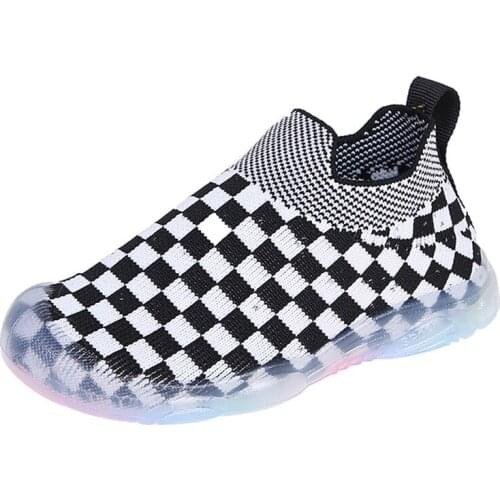Gingham Baby Walking Shoes Breathable Sneakers Kid Boys Girls Slip On Summer Casual Shoes Toddler Antiskid Flats for Running