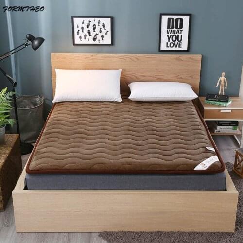 VESCOVO 90*200 120*200 150*200 flannel Mattress pad keep warm bedroom floor mat double twin queen size tatami winter bed topper