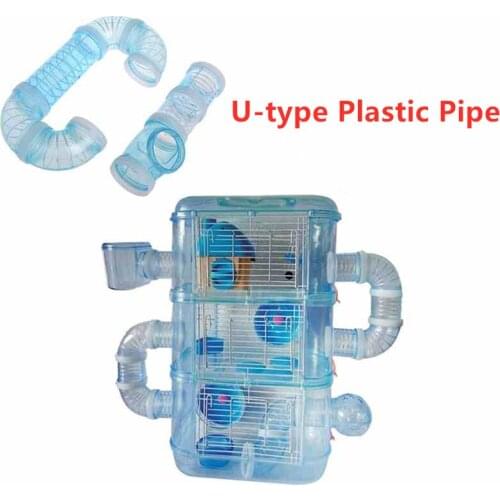 Hamster Training Tunnels Toys Small Pet U-type Plastic Pipe Line Tubes Connected External Tunnels Supplies for Small Animals