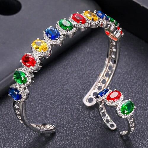 Jankelly Luxury water drop Bangle Ring Sets Fashion Dubai Silver Bridal Jewelry Sets For Women Wedding brincos para as mulheres