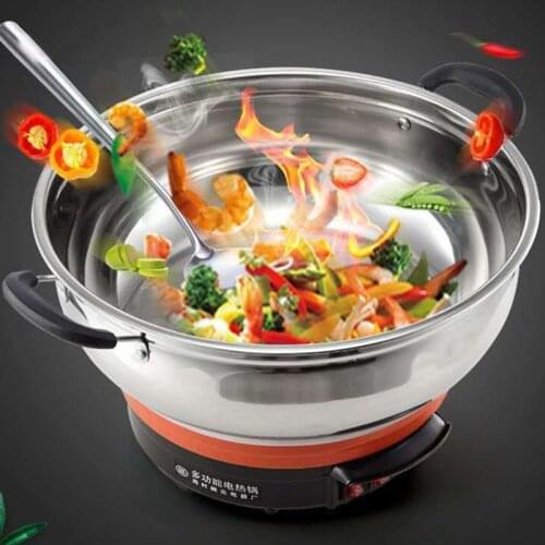 Multifunctional adjustable electric heating pot, electric frying pan, stainless steel boiling pot, double steamer hot pot SP014