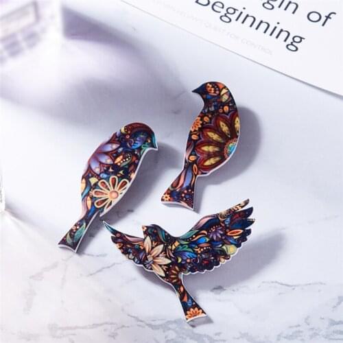 Cute Acrylic Fat Sparrow Bird Shape Brooches Handmade Resin Animal Brooch Women Kids Banquet Jewelry Lapel Hijab Pins