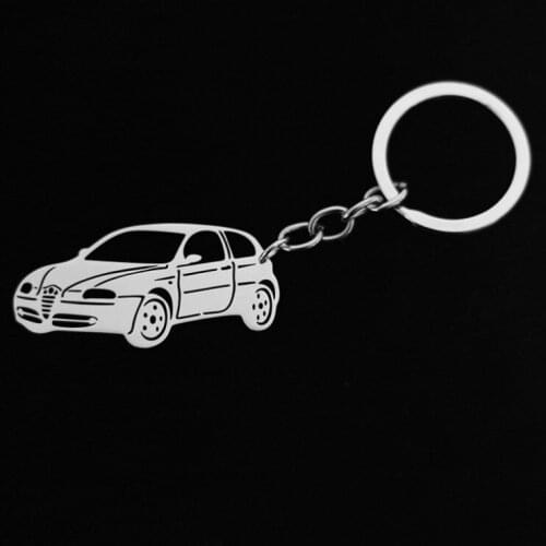 Compact car keychain stainless steel silver car keyring for gift