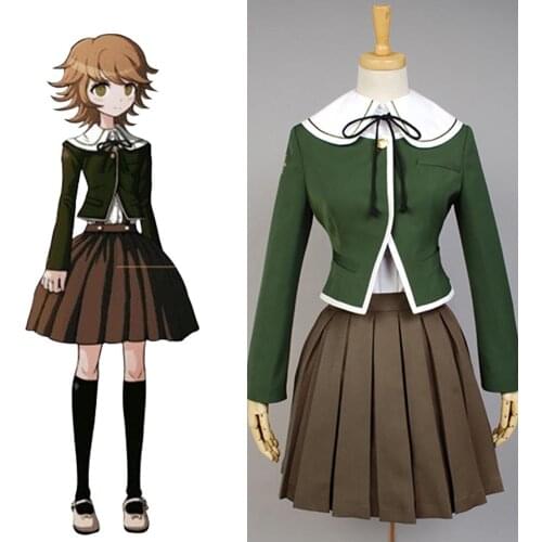 Danganronpa Cosplay Chihiro Fujisaki Cosplay Costume School Uniform Coat Shirt Dress Uniform Full Suit Halloween Costumes