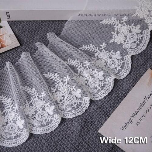 12CM Lace Ribbon White Wide For Flower Embroidery Lace Fabric Diy Crafts Dress Home Decor Needlework Sewing Accessories