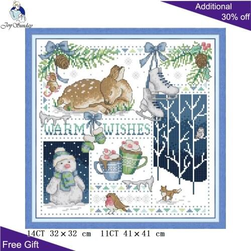 Joy Sunday Christmas Reind Cross Stitch DA333 14CT 11CT Counted and Stamped Home Decor Christmas Reindeer Cross Stitch kits