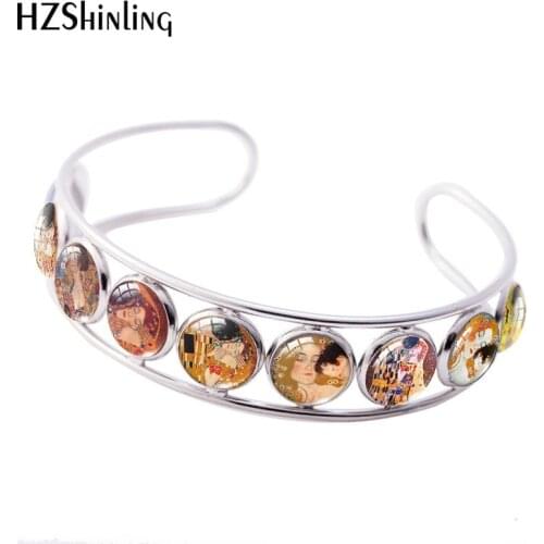 2019 New Gustav Klimt The Kiss Cuff Bracelet Klimts Mother and Child Bracelets Hand Craft Photo Glass Cabochon Jewelry