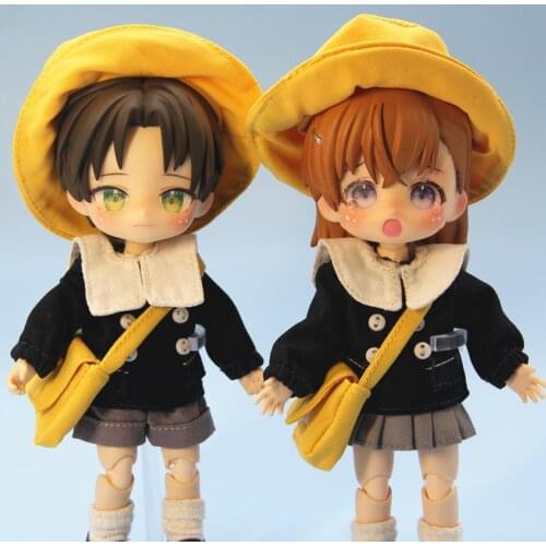 New Ob11 Clothes Cute Kindergarten Suits Hat + School Bag + Clothes 1/12 Doll House 16cm BJD GSC Obitsiu 11 Universal Accessory