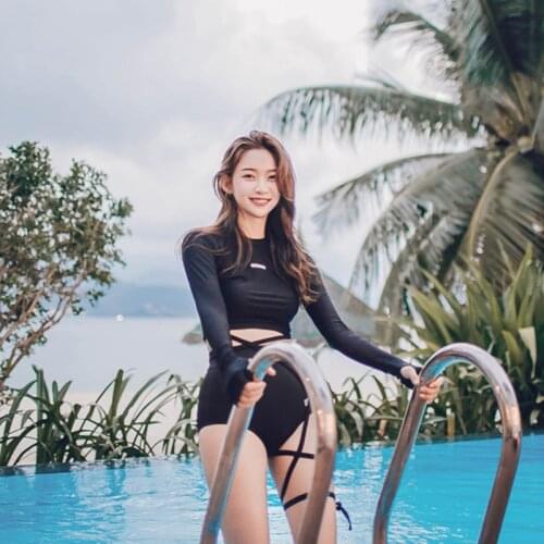 2020 Autumn And Winter Korean-style New Style Long Sleeve Split Type Boxer Swimwear College Style Hot Springs Swimwear Diving 30