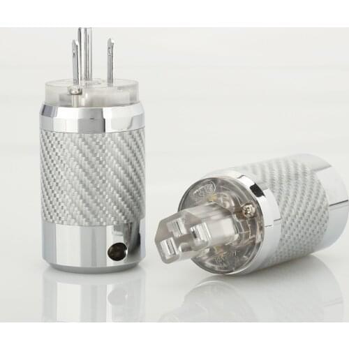 Pair HI-End Carbon Fiber Rhodium Plated US Power Plug IEC Connector