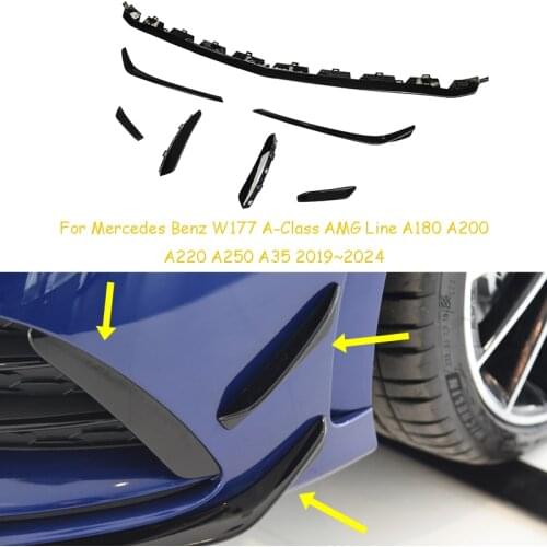 Pair Front Lower Bumper Lip Splitter Canard Trim For Mercedes-benz A Class W177 A180 A200 A220 A250 for AMG 2019 2020 2021 2022