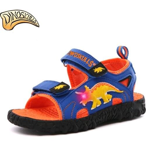 Dinoskulls Boys sandals Light up Led Sandals for Kids Boys Dinosaur Summer Beach Sandals Kids sandalen kinder 27-34