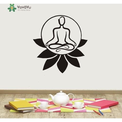 Removable Home Decor Wall Stickers Mandala Buddha Lotus Blossom Meditation Vinyl Home Stickers CW-16