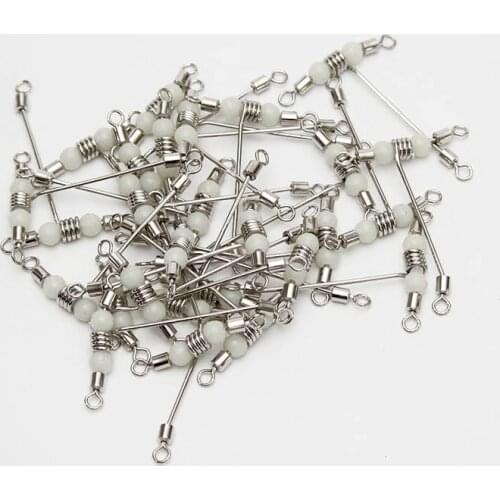 Fishing Swivel Connector Bearing Rolling 3 Way T Shape Fishhook Lure Line Connector Fishing Tackle Luminous Beads