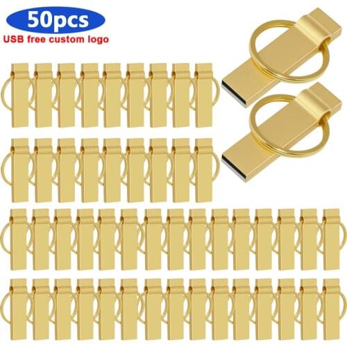 50pcs/lot free Custom logo USB Flash Drive Metal Pen Drive 32GB 16GB 8GB 4GB USB 2.0 Memory Stick Waterproof Flash Drive