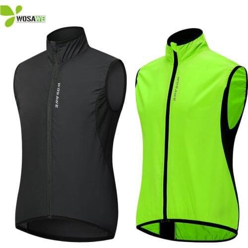 WOSAWE Cycling Vest Unisex Lightweight Windproof MTB Gilet Reflective Running Motorbike Riding Hiking Wind Sleeveless Jersey