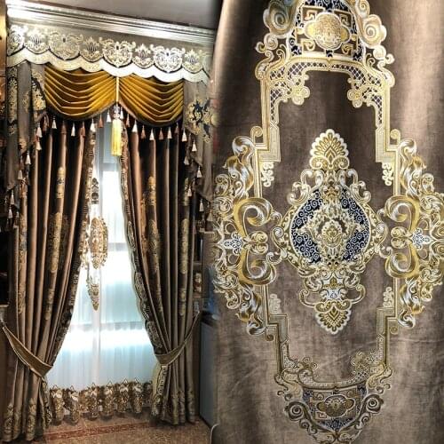 Europe Style Embroidered Curtains Finished Custom Blackout Curtains for Living Dining Room Bedroom French luxurious atmosphere