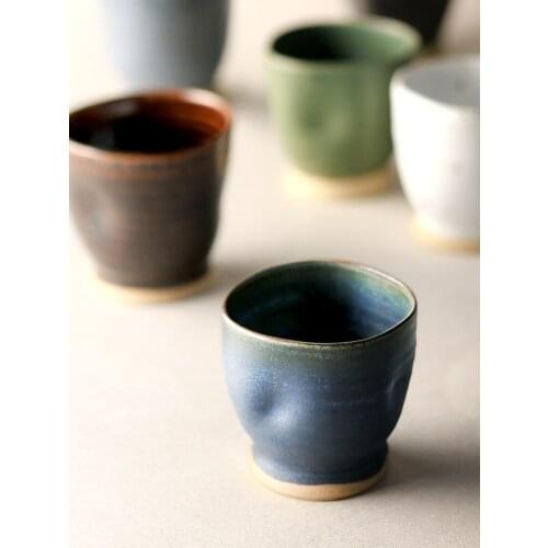 Handmade Japanese Coarse Pottery Teacup 135ml Ceramic Mugs Retro Style Kung Fu Tea Creative Coffee Milk Water Irregular Mug