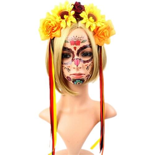 Halloween Christmas Elk Rose Flower Headband, Girls Antler Hair Hoop, Women Adjustable Flower Headband for Halloween, Christmas