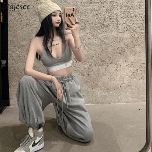 Women Casual Pants Drawstring High Waist Hip Hop All-match Harem Trousers Loose Harajuku Streetwear Chic Ins Autumn New Korean