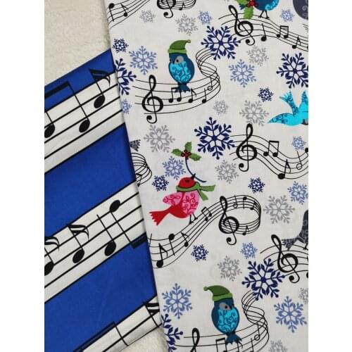 Music Bird cuckoo Cotton Fabric ViaPhil Music Staff Printed Musical Notation Fabric Patchwork Cloth Dress Home Decoration