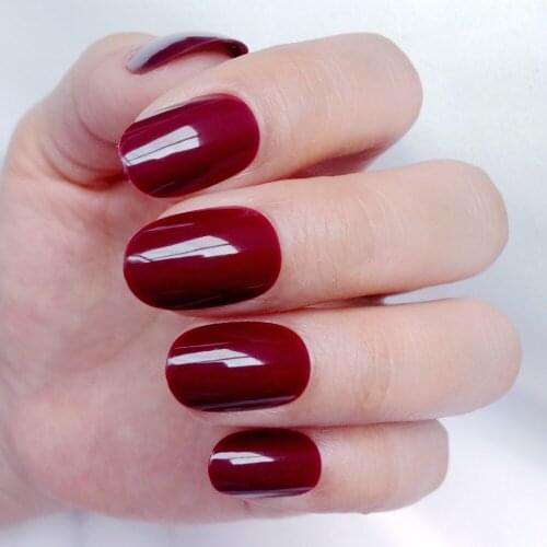 24Pcs Shiny Artificial False Nails Dark Brown Press On Short Fake Nails For Design DIY Lady Salon Finger Tip Manicure Tool