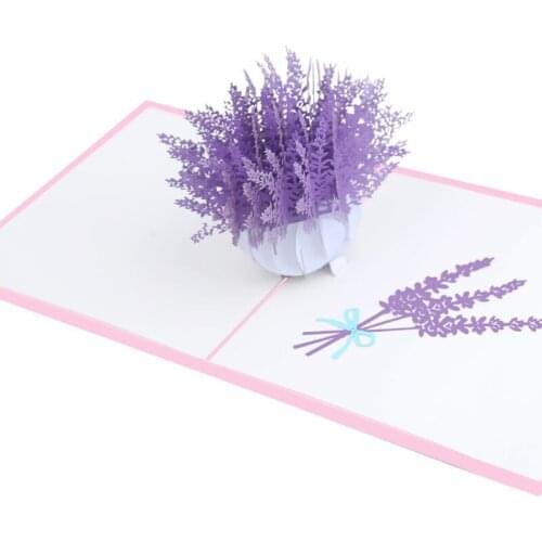 3D Pop-Up Lavender Greeting Card for Birthday Mothers Day Wedding Party Anniversary with Envelope P15F