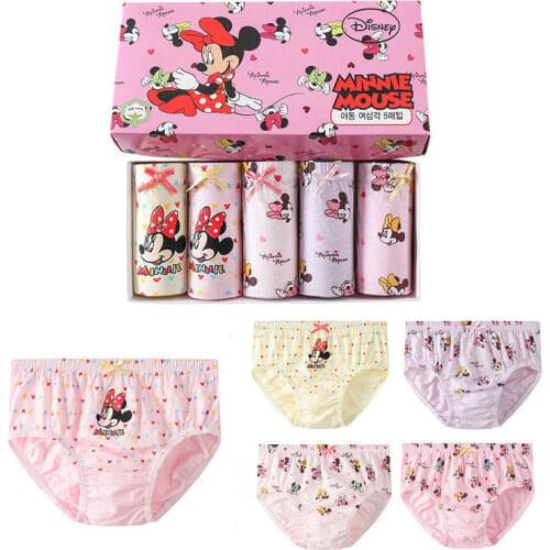 5PCS Disney Girl Underwear Baby Childrens Underwear Childrens Underwear Minnie Sofia Elsa Cotton Cartoon Underwear Wholesale