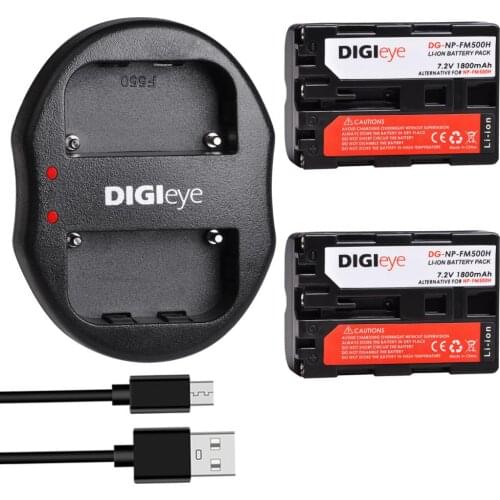 2Pcs NP-FM500H NPFM500H Battery + Dual USB Charger for Sony Alpha a68 a77II SLT-A57 A58 A65 A77 A99 A100 A200 A300 A550 A580