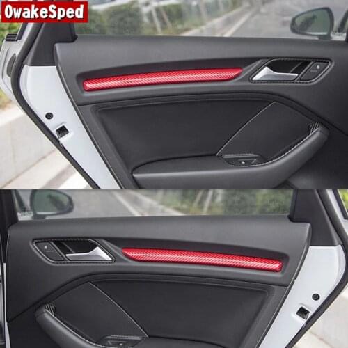 For Audi A3 8V 2014-2019 S3 Accessories Car Styling Center Console Dashboard Stips Decoration Sticker Trim Carbon Fiber Color