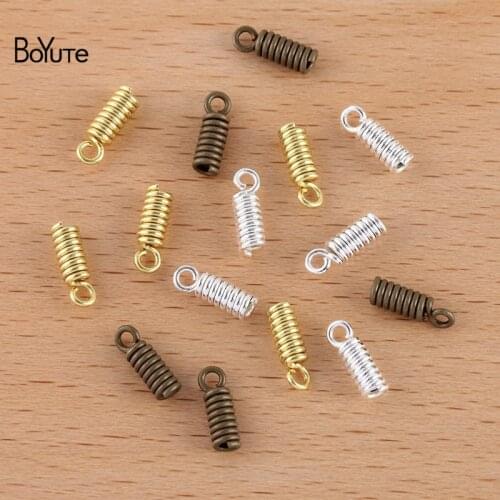 BoYuTe (200 Pieces/Lot) Fit 1.5MM 2MM Rope 3*8MM Metal Brass Spring Rope Clasps Diy Handmade Jewelry Accessories Parts