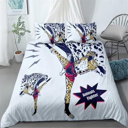 Home Textile Kungfu Animal Design Comfortable Simple Duvet Quilt Cover Pillowcase Bedding Adult Children Bedroom Decoration